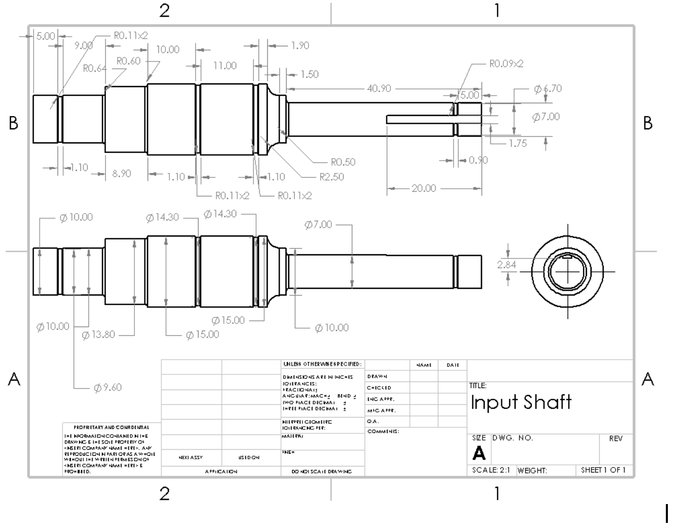 Input shaft drawing
