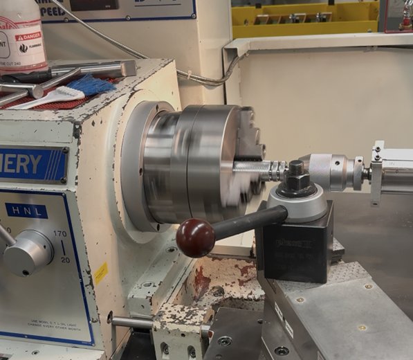 Lathe setup during handle fabrication
